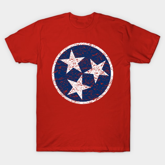 Tennessee Flag Symbol - Blue Distressed T-Shirt by Mouse Magic with John and Joie